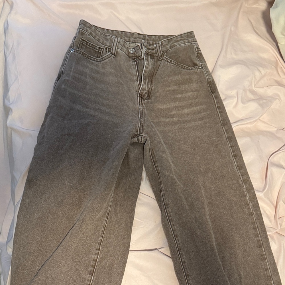Brown Wide Leg Denim Jeans